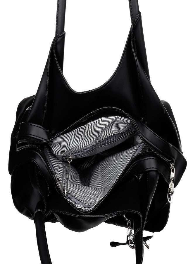 creeper Women's Handbag/Shoulder bag With 3 Zipper Pocket (Black) - Image 3